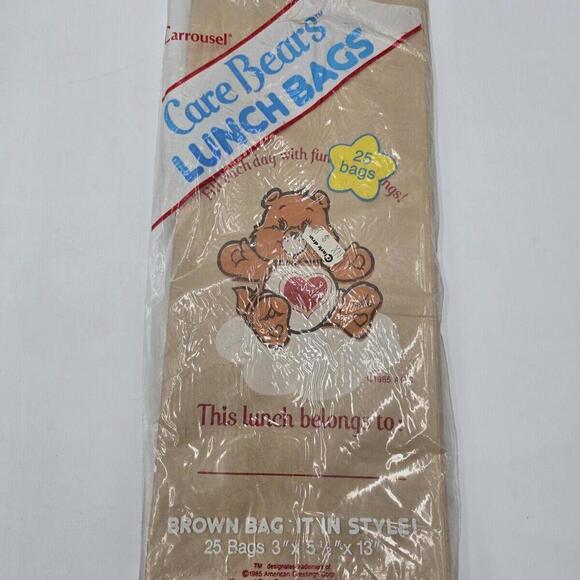 Other - 1985 Care Bear‎ Lunch Bags Carousel Products American Greeting Corporation 25...